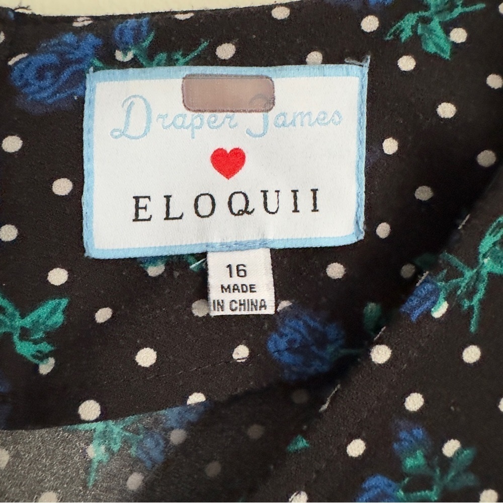 Draper James X ELOQUII Forget Me Dots Floral Drop Waist Flounce Dress - Size 16 - Picture 10 of 13